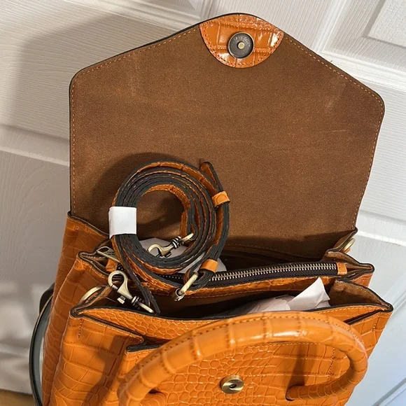 Patricia Nash Orange Croc-Embossed Satchel - Picture 9 of 13